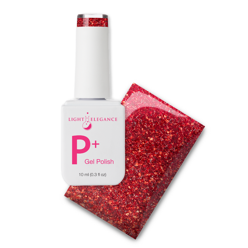 Light Elegance P+ Soak-Off Glitter Gel Polish - Little Red Sled